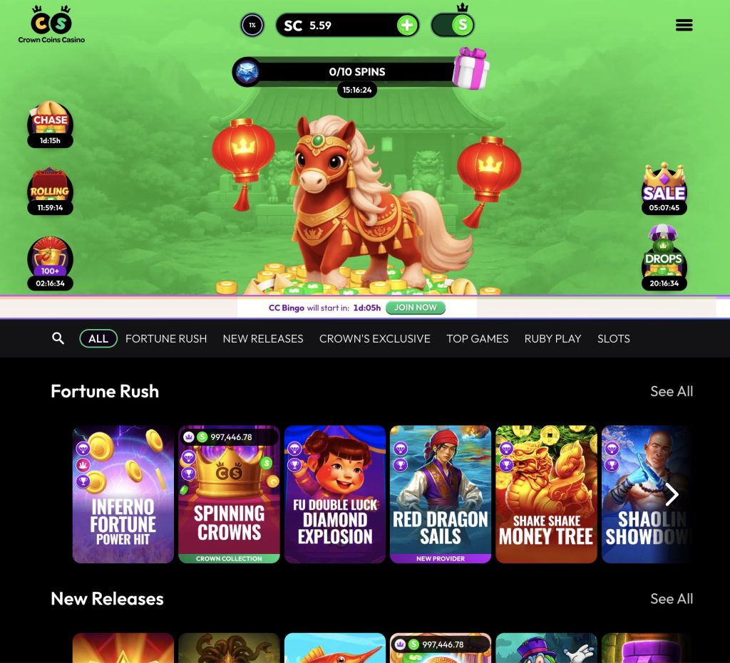 Crown Coins Sweeps Coins Homescreen